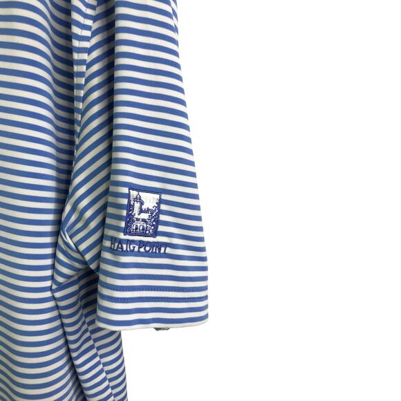 Peter Millar Golf Polo Shirt Mens Sz M Blue White Stripe Summer Comfort Collared - Picture 4 of 6